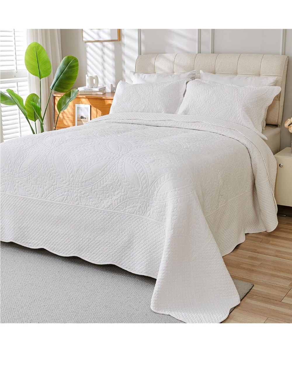 Cmfshape 100% Cotton Quilt
Oversized King Size-White Bedspread
120"x120"